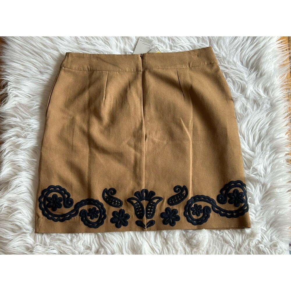 BODEN Women’s Size 10 Camel Brown Embroidered Mini Skirt NWT W/Pockets - Picture 13 of 15